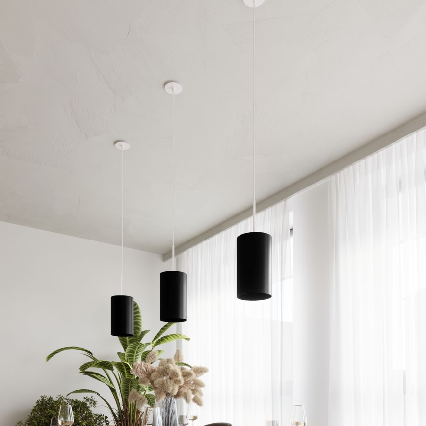 Ljusskrona med upphängningsrem  OTTO 1xE27/60W/230V diameter  15 cm svart