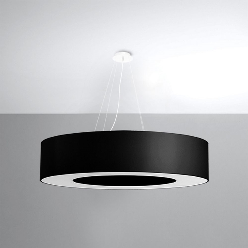 Ljusskrona med upphängningsrem  SATURNO 8xE27/60W/230V diameter  90 cm svart