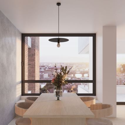 Ljusskrona med upphängningsrem  FLAVIO 1xE27/60W/230V svart