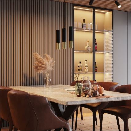 Ljusskrona med upphängningsrem  LOOPEZ 1xGU10/40W/230V svart /gyllene