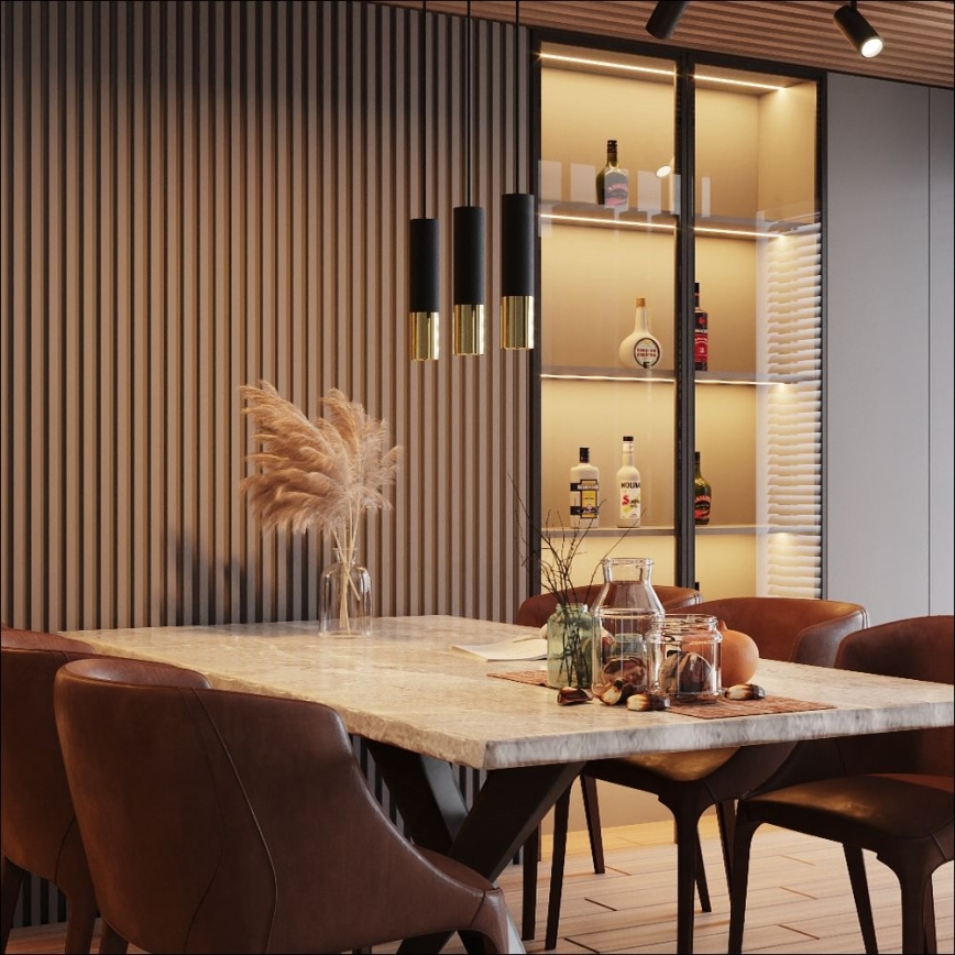 Ljusskrona med upphängningsrem  LOOPEZ 1xGU10/40W/230V svart /gyllene