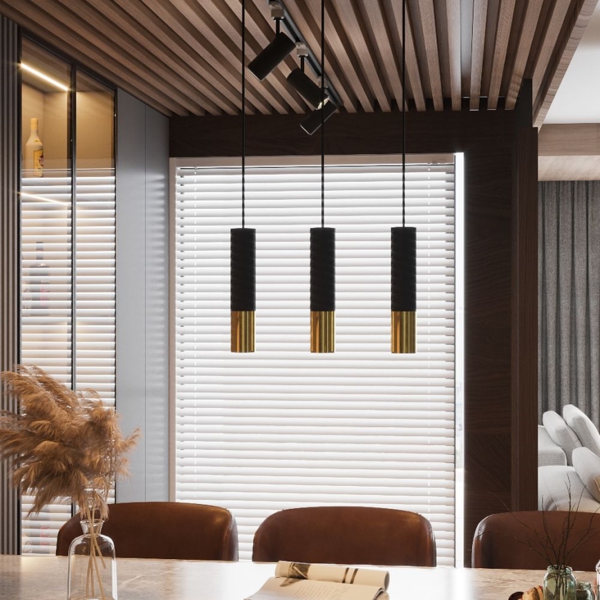 Ljusskrona med upphängningsrem  LOOPEZ 1xGU10/40W/230V svart /gyllene