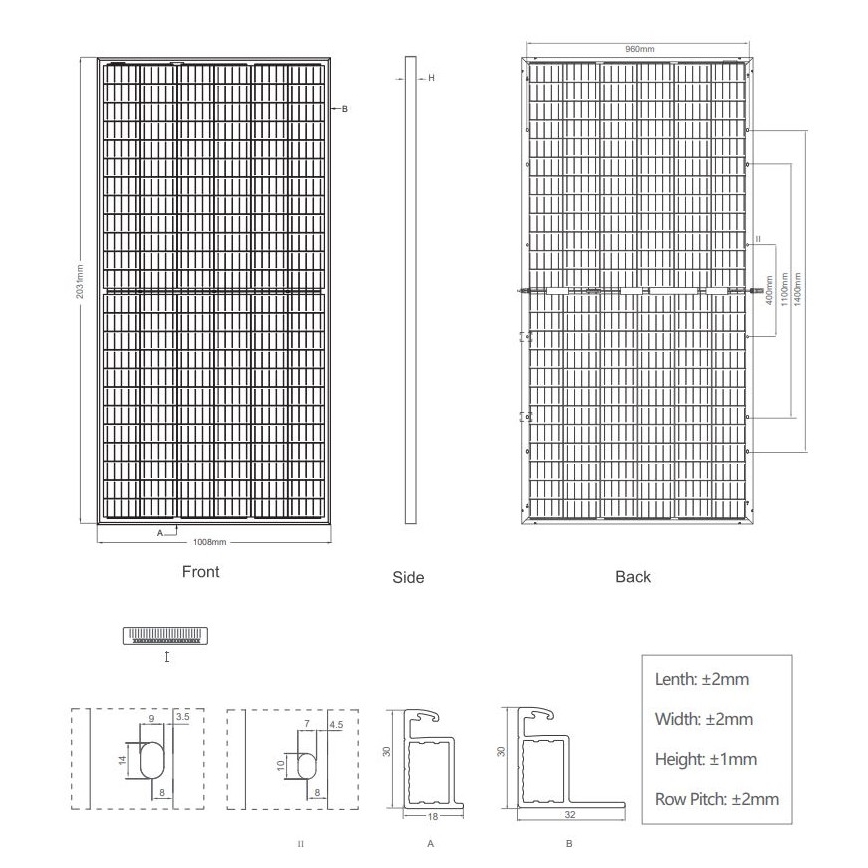 Solcellspanel JINKO 405Wp IP67 bifacial - lastpall 27 st