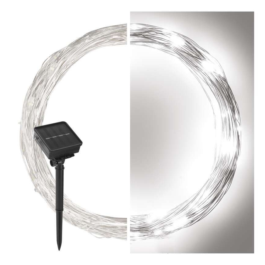 Soldriven ljusslinga 120xLED/2,4W/1,2V 12m IP44 600 mAh kallvit