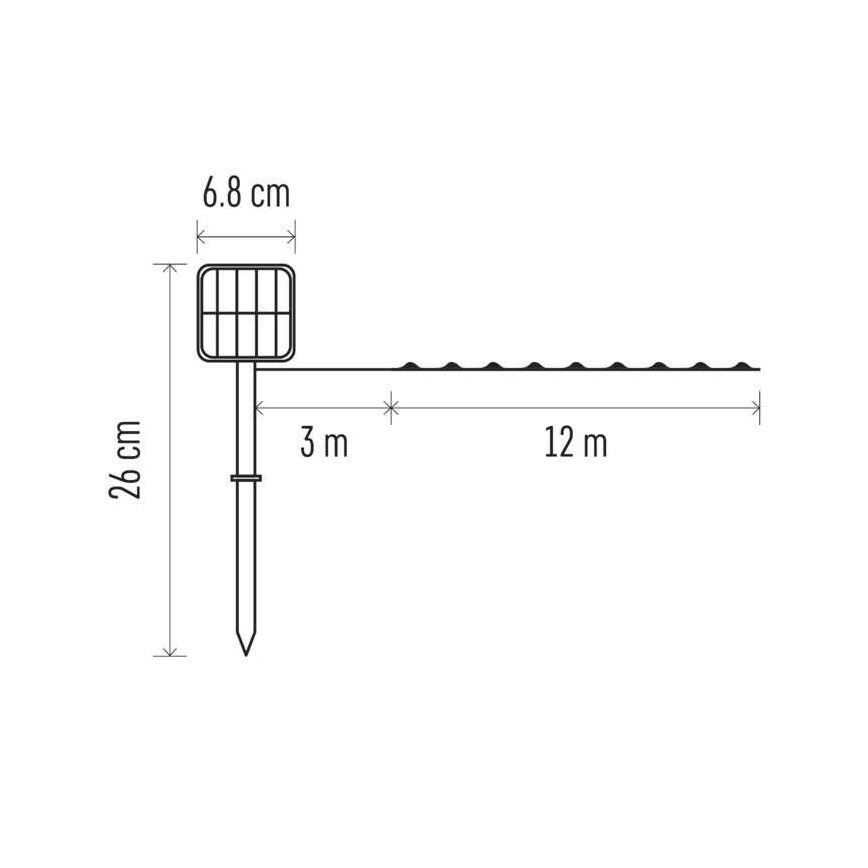 Soldriven ljusslinga 120xLED/2,4W/1,2V 12m IP44 600 mAh kallvit