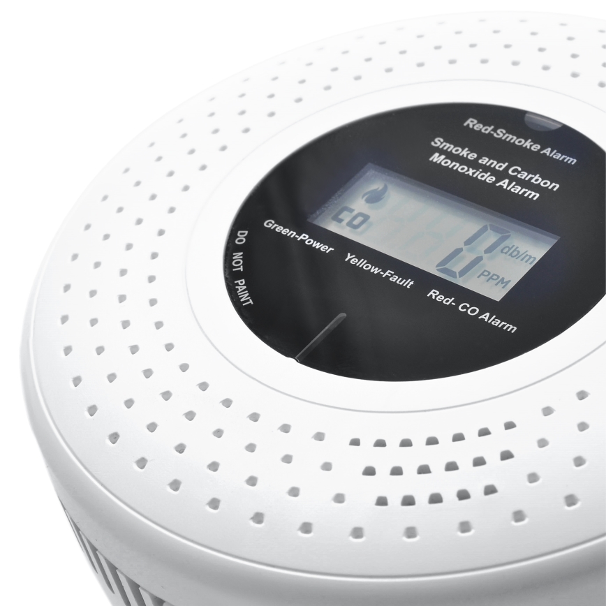 Rök- och kolmonoxiddetektor med LCD-display 2xAA