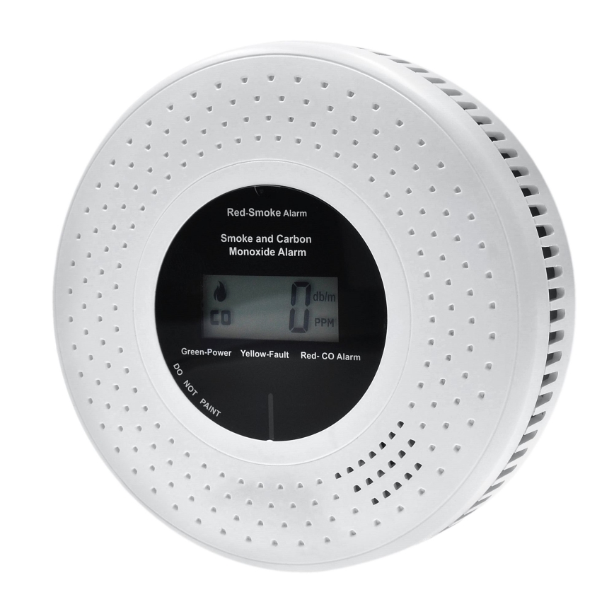 Rök- och kolmonoxiddetektor med LCD-display 2xAA