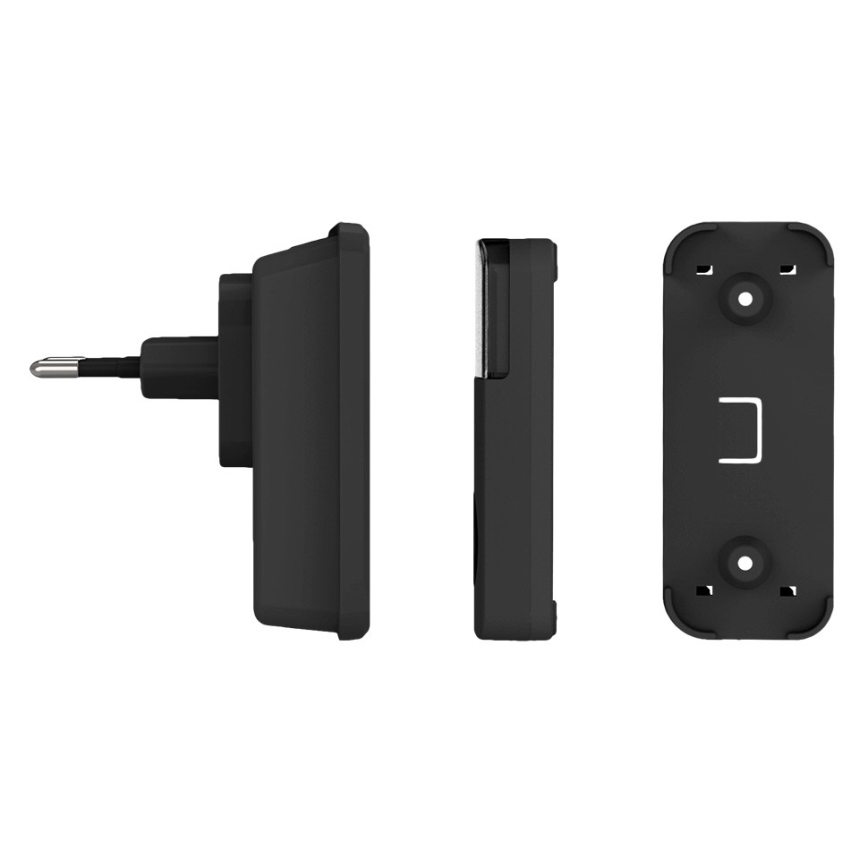 Plugin trådlös dörrklocka 230V/1xCR2032 IP56 svart