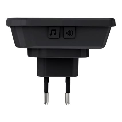 Plugin trådlös dörrklocka 230V/1xCR2032 IP56 svart
