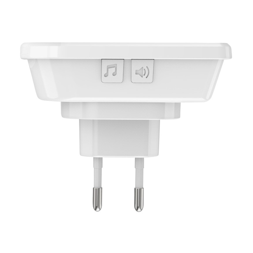 Plugin trådlös dörrklocka 230V + 2x knapp 2xCR2032 IP56 vit