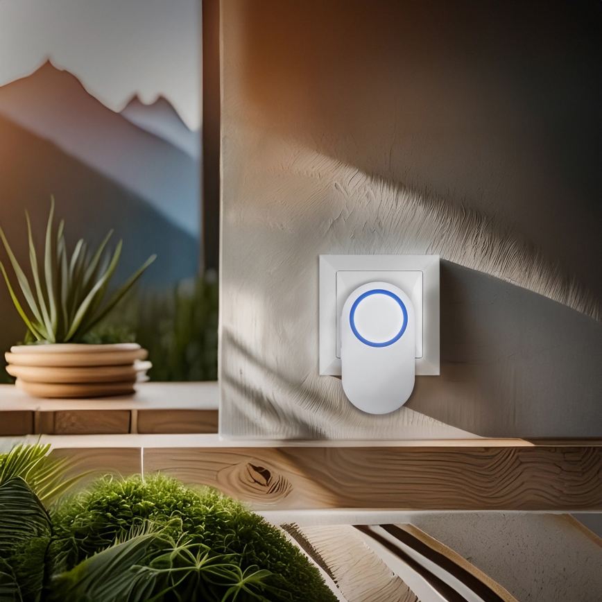 Plugin trådlös dörrklocka 230V/1xCR2032 IP56 vit