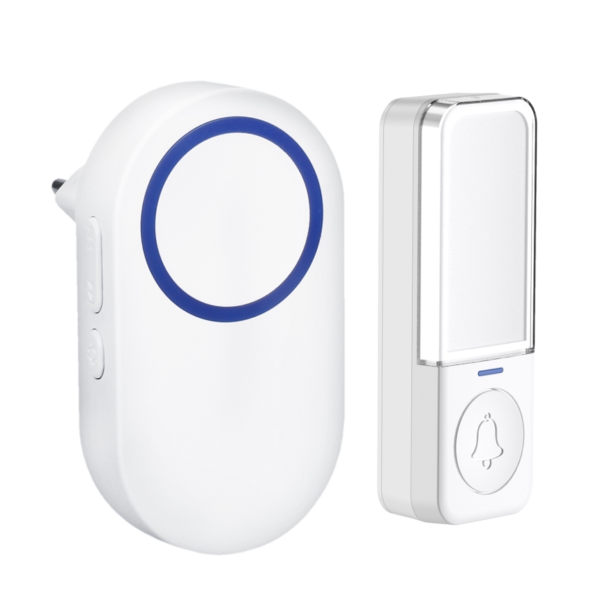 Plugin trådlös dörrklocka 230V/1xCR2032 IP56 vit