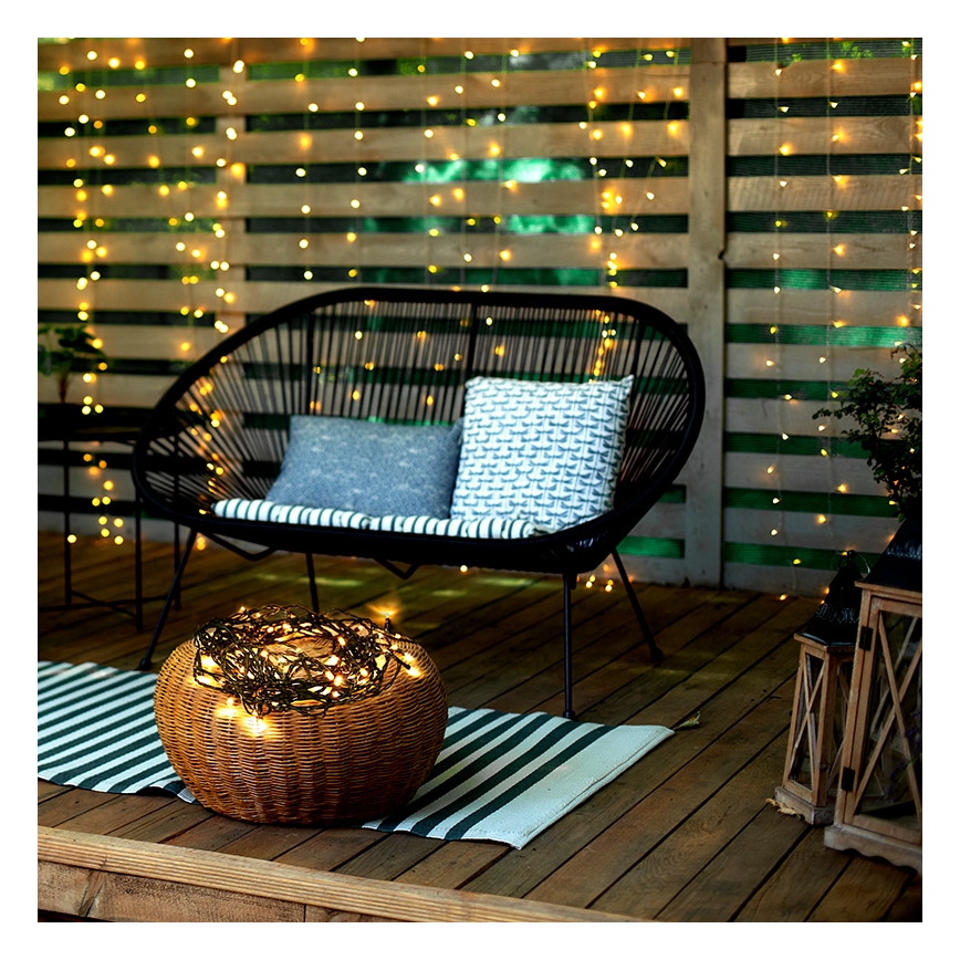 LED-utomhusslinga 100 LED, 8 funktioner, IP44, 13 m, varmvit