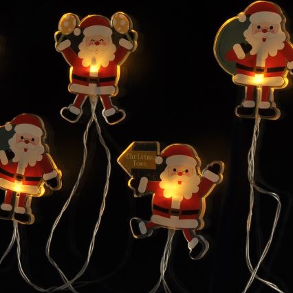 LED julbelysning med sugproppar 6xLED/2xAA 1,2m varmvit tomte