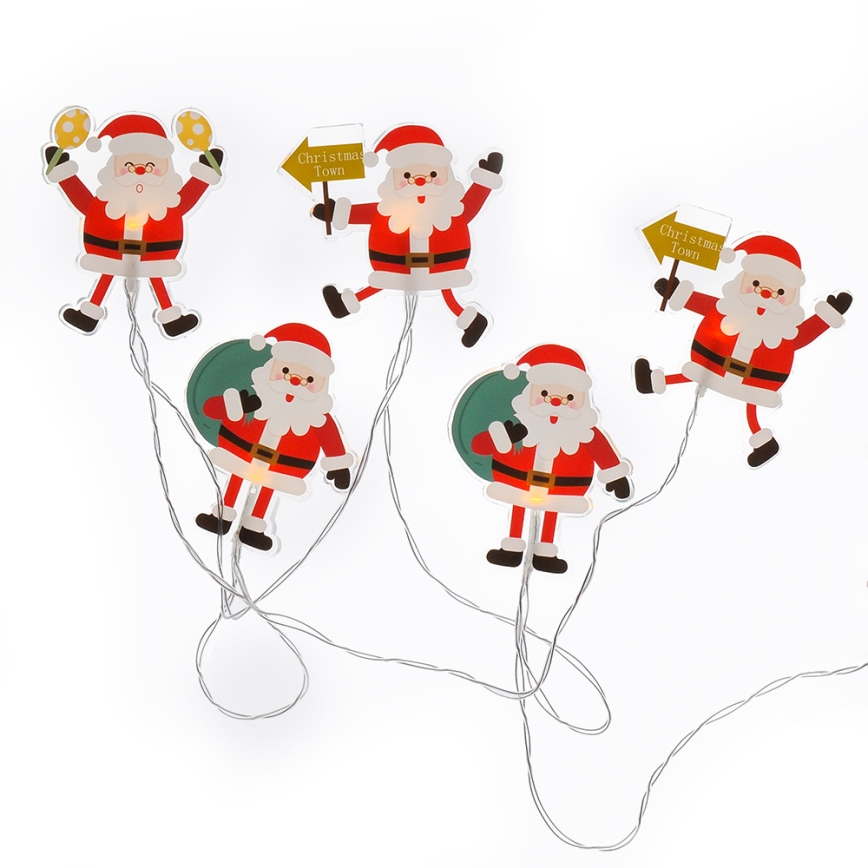 LED julslinga med sugproppar 6xLED/2xAA 1,2m varmvit santa