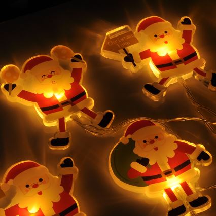 LED julslinga med sugproppar 6xLED/2xAA 1,2m varmvit santa