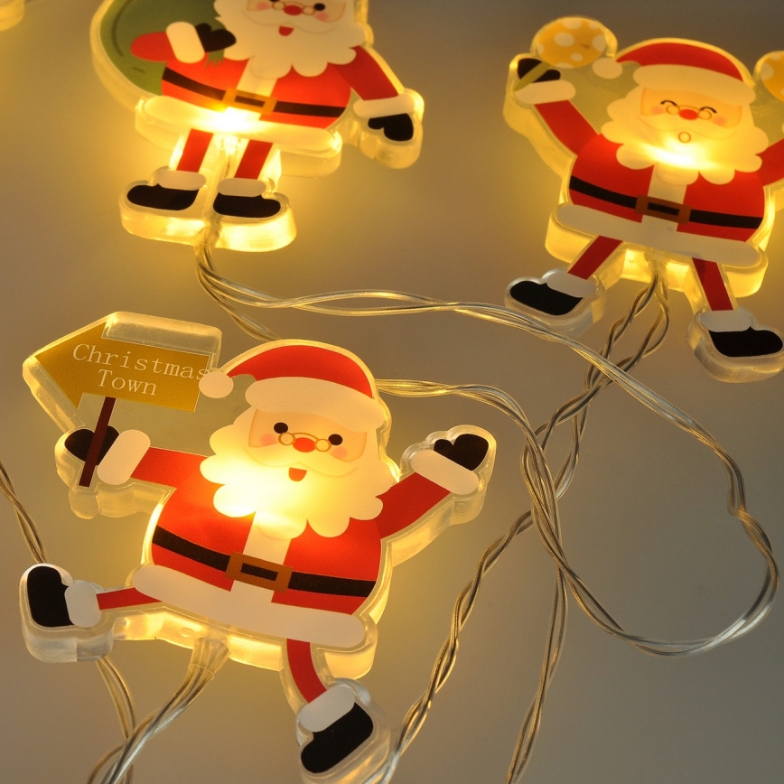 LED julslinga med sugproppar 6xLED/2xAA 1,2m varmvit santa