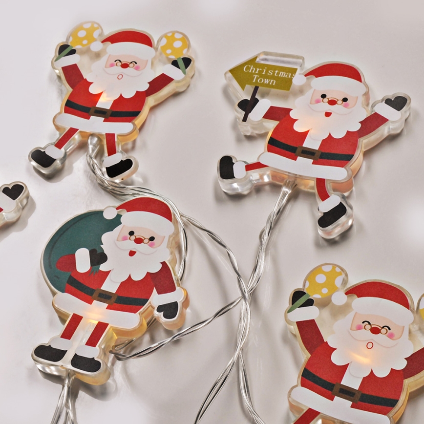 LED julslinga med sugproppar 6xLED/2xAA 1,2m varmvit santa