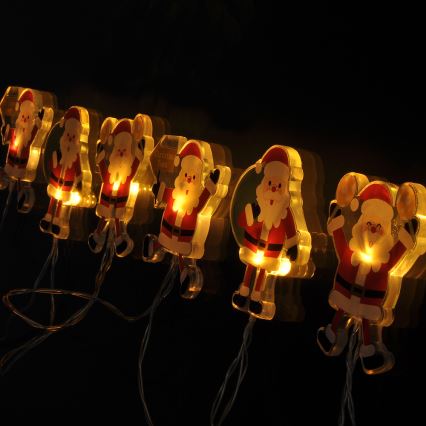 LED julslinga med sugproppar 6xLED/2xAA 1,2m varmvit santa