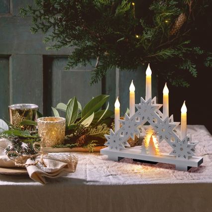 LED julljusstake 5xLED/2xAA varm vit