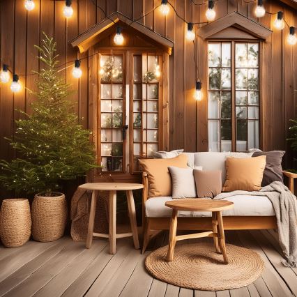 LED utomhus dekorationsslinga GIRLANDA 10xLED/3xAA 3m IP44 varmvit