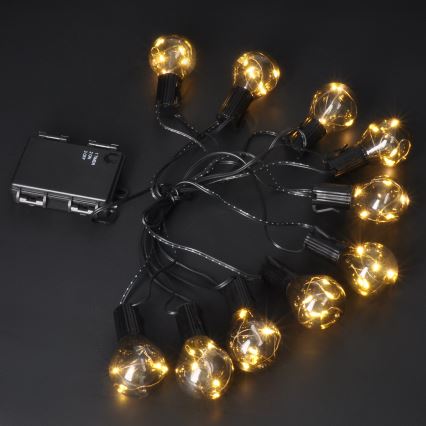 LED utomhus dekorationsslinga GIRLANDA 10xLED/3xAA 3m IP44 varmvit