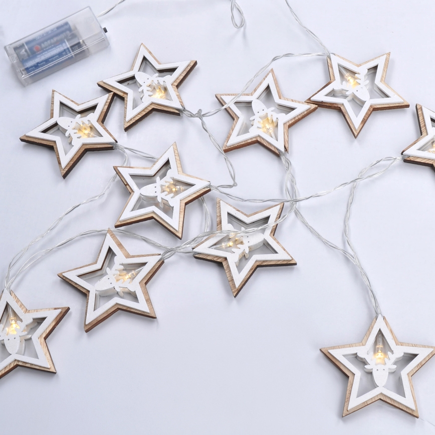 LED julkedja 10xLED/2xAA 1,8m varm vit