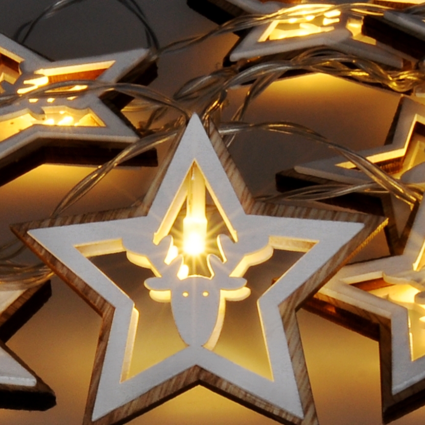 LED julkedja 10xLED/2xAA 1,8m varm vit