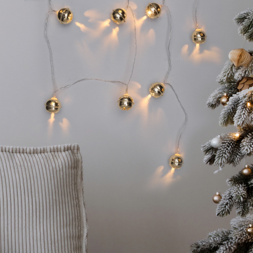 LED  slinga 10xLED/2xAA/varmvit 1,8m bjällror