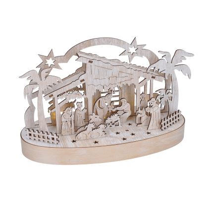 LED juldekoration LED/2xAA/varm vit julkrubba