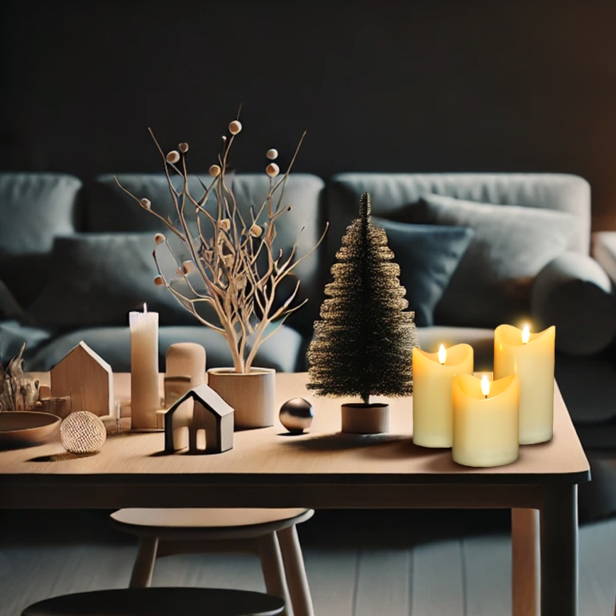 KIT 3x LED Naturligt vaxljus LED/3xAAA/varm vit