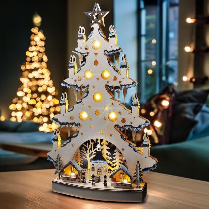 LED juldekoration LED/2xAA/varm vit trä