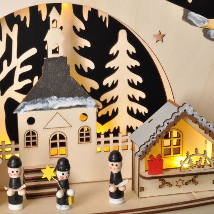 LED juldekoration LED/2xAA/varm vit trä