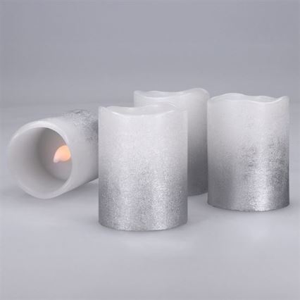 Set med 4 LED-ljus av naturligt vax, LED/1xCR2032, varmvit