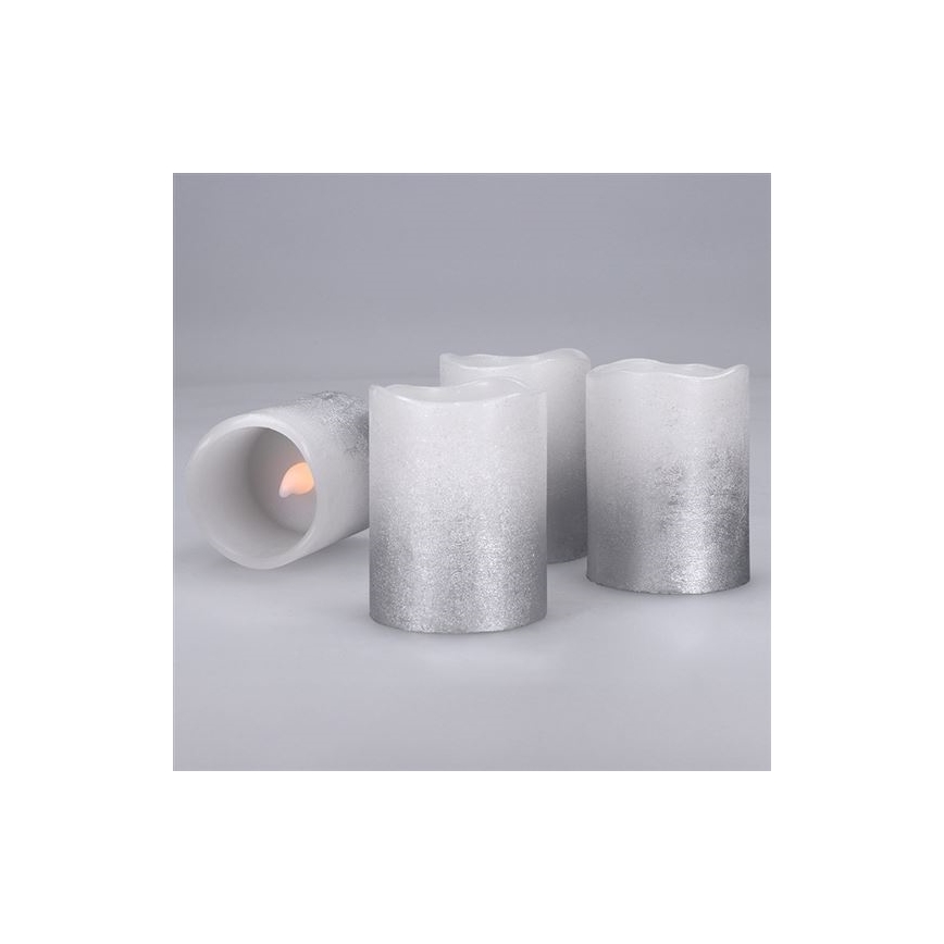 Set med 4 LED-ljus av naturligt vax, LED/1xCR2032, varmvit