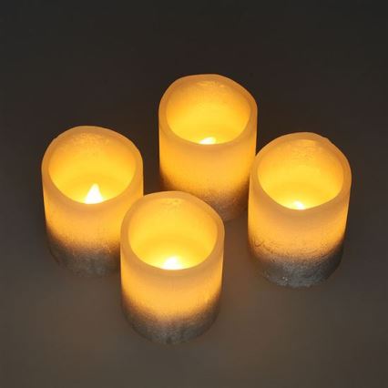 Set med 4 LED-ljus av naturligt vax, LED/1xCR2032, varmvit
