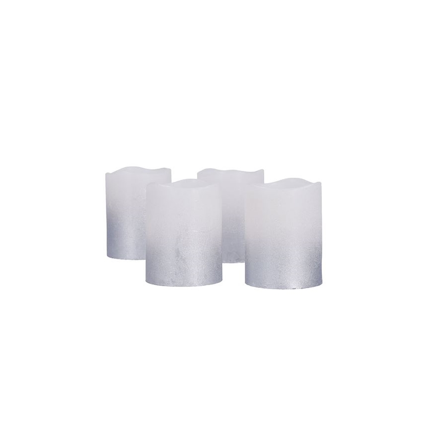 Set med 4 LED-ljus av naturligt vax, LED/1xCR2032, varmvit