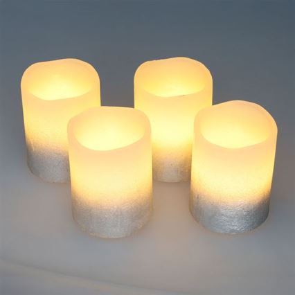 Set med 4 LED-ljus av naturligt vax, LED/1xCR2032, varmvit