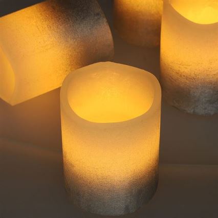 Set med 4 LED-ljus av naturligt vax, LED/1xCR2032, varmvit