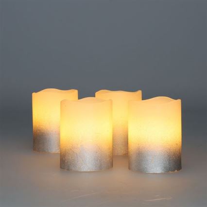Set med 4 LED-ljus av naturligt vax, LED/1xCR2032, varmvit