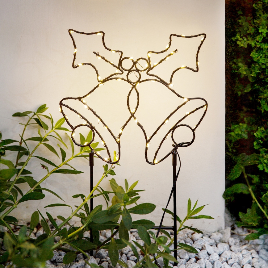 LED utomhus juldekoration 100xLED/3xAA IP44 varmvit klockor