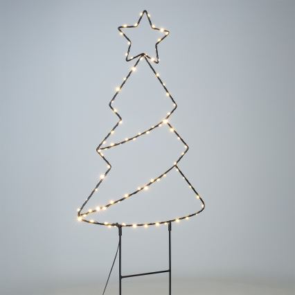 LED utomhus juldekoration 85xLED/3xAA IP44 varmvit julgran