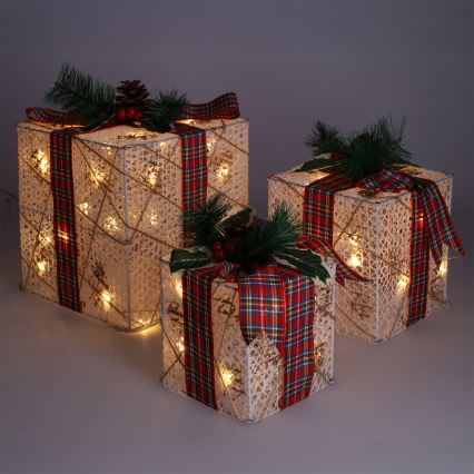 Set med 3x LED-julpresenter 48xLED/3,6W/230V IP44 varmvit