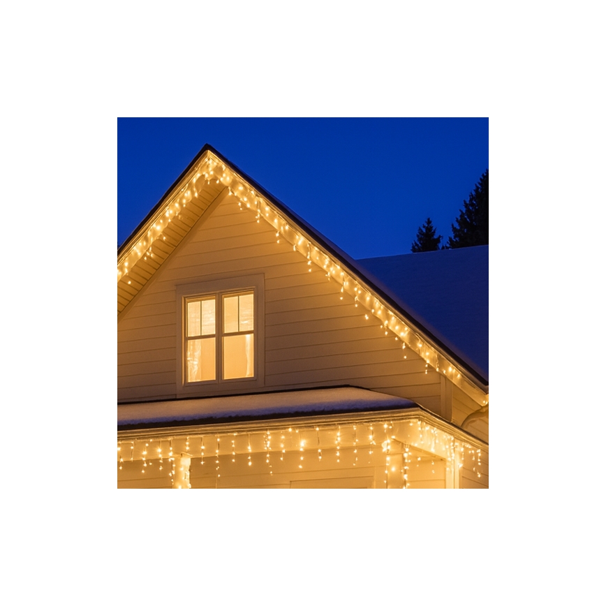 LED utomhus julgardin 360xLED/8 funktioner 15 m IP44 varmvit