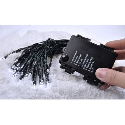 LED julkedja för utomhusbruk 50xLED/8 funktioner/3xAA 8m IP44 varm vit