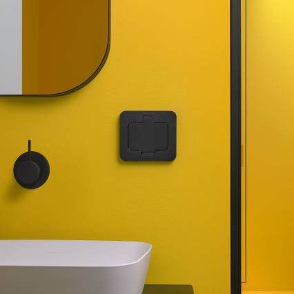 Utomhus inbyggd golv uttag IP55 svart rektangulär