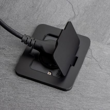 Utomhus inbyggd golv uttag IP55 svart rektangulär