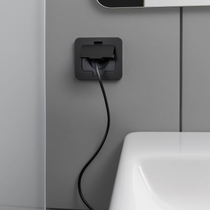 Utomhus inbyggd golv uttag IP55 svart rektangulär