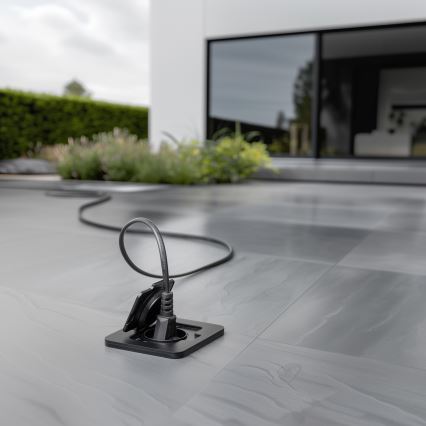 Utomhus inbyggd golv uttag IP55 svart rektangulär