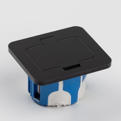 Utomhus inbyggd golv uttag IP55 svart rektangulär